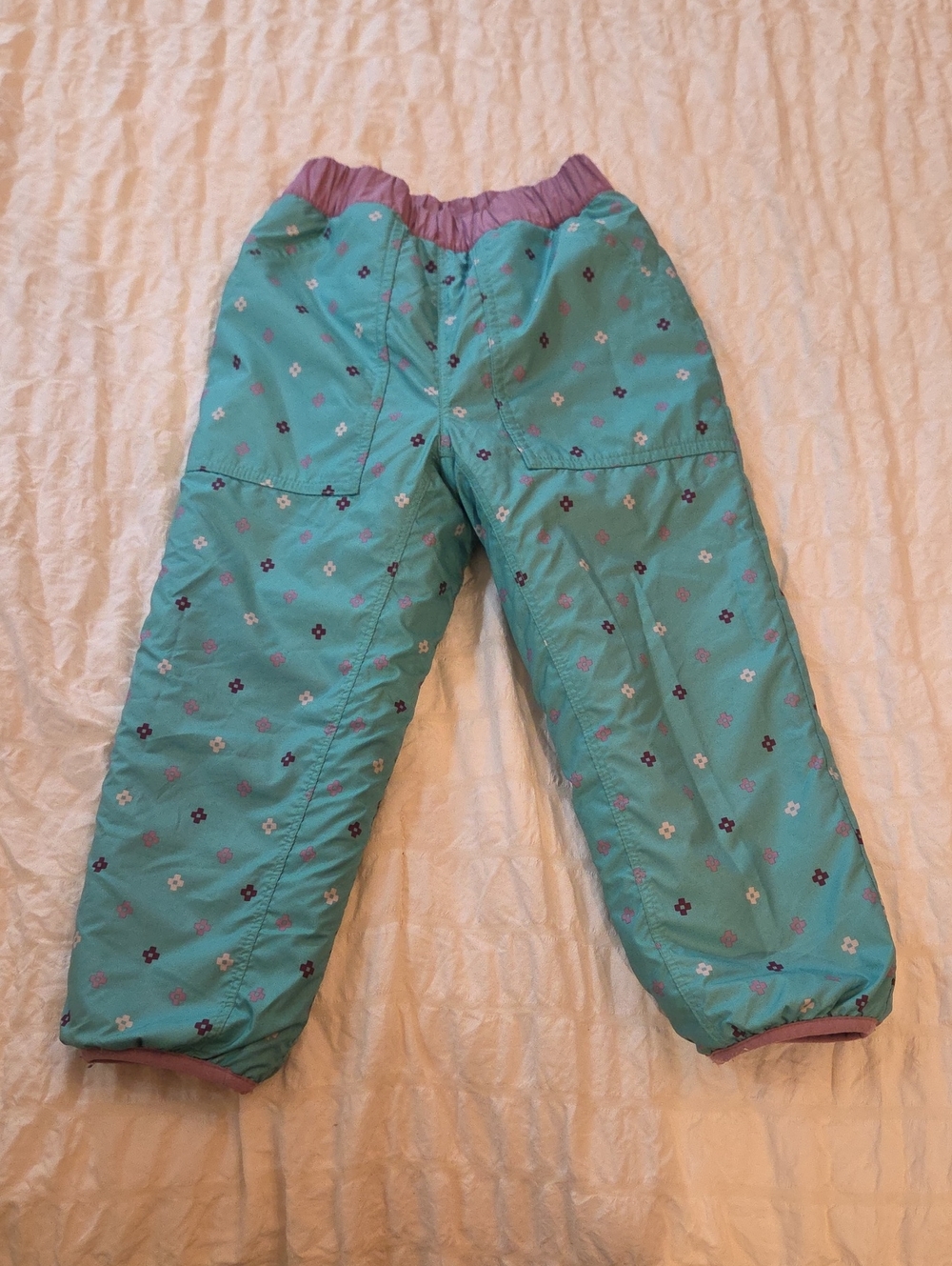 Patagonia Aqua Floral Kids Snow/Ski Pants with Purple Waistband